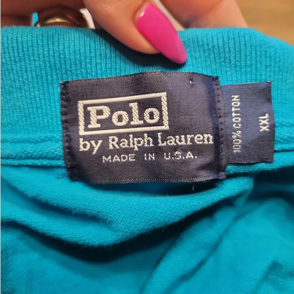 RARE VTG Ralph Lauren Blue Polo 90s USA Streetwear 2XL